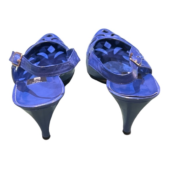 Cachola Women’s Blue Peep toe Sling back Sandal Heel Size 8 1/2 AA. - Picture 4 of 6